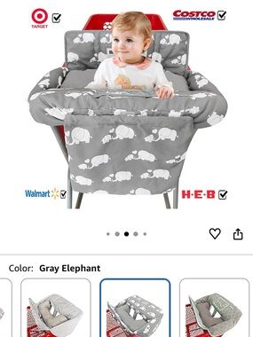 Gray Elephant High Shopping Cart Cover